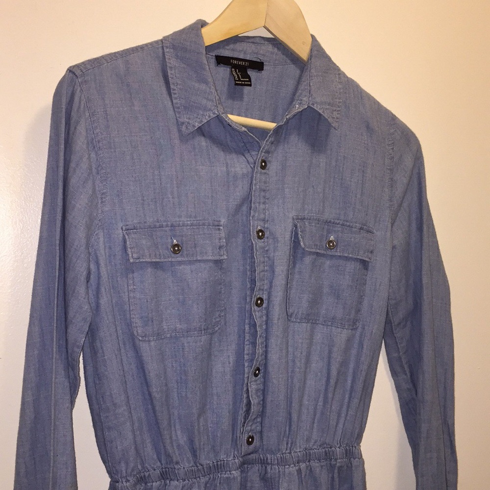 ✅SOLD // Denim Button down Romper - Picture 3 of 4